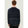 Wool Blend Round Neck Striped Knitting Men Sweater